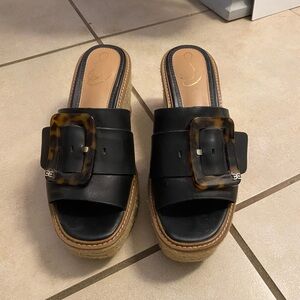 Sam Edelman Livi Espadrille Wedge Sandal Black Size 8.5